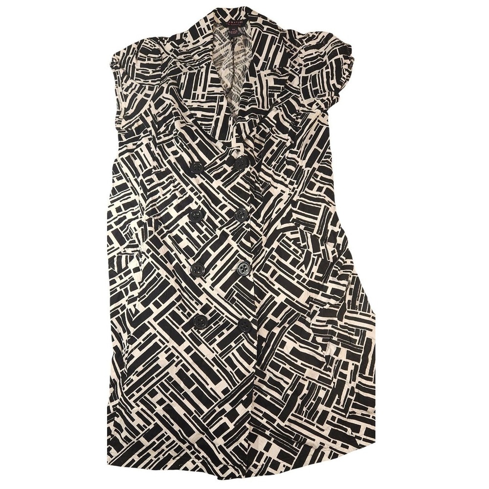 Signature By Robbie Bee Dress Womens 18W Black White Geometric Shirt Dress